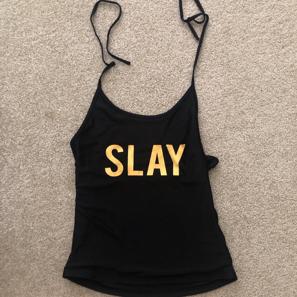 Black 'SLAY' Graphic Tank Top - Women's